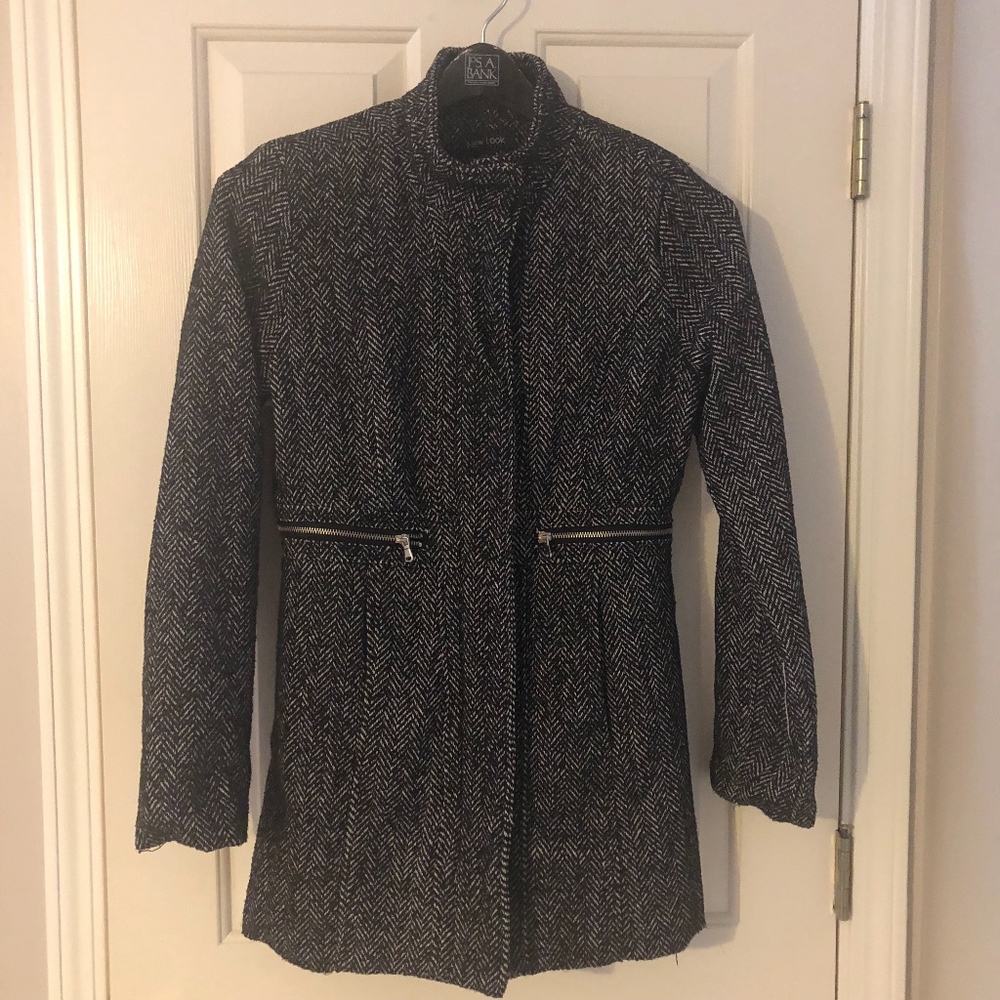 New Look Black and White Pea Coat